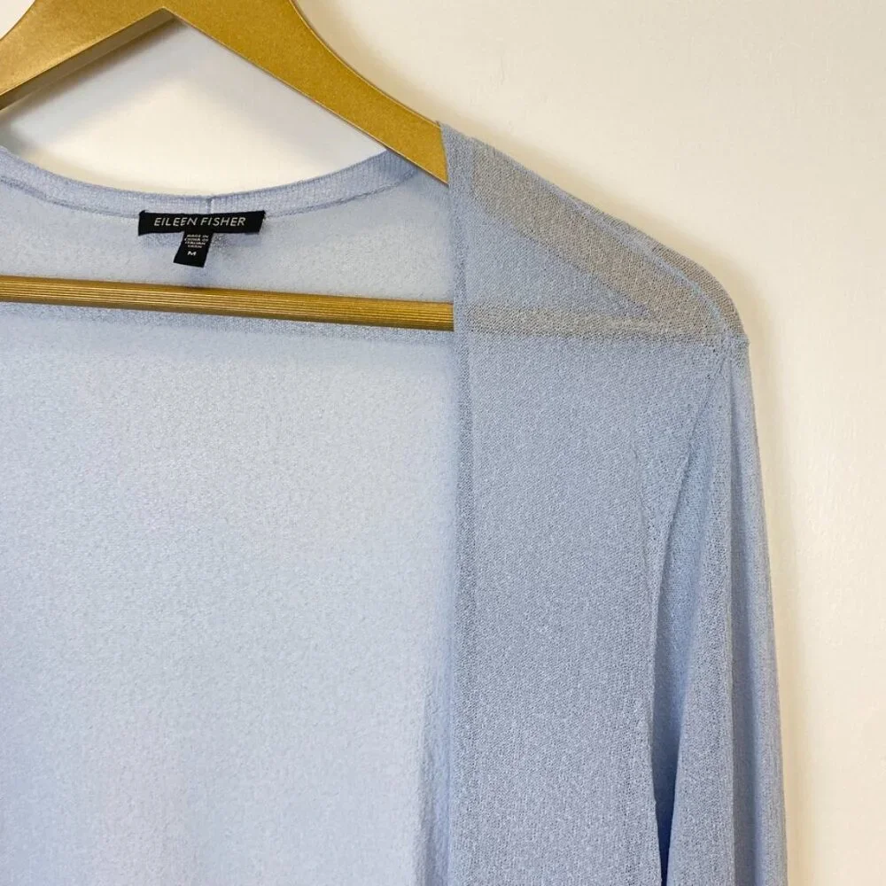 Eileen Fisher Blue Two Piece Set Silk Tank and Cardigan